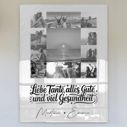 Personalisierte Foto Mit Acrylglas 11 Fotos Tante Alles Liebe und Gesundheit Schwarz-Weiß