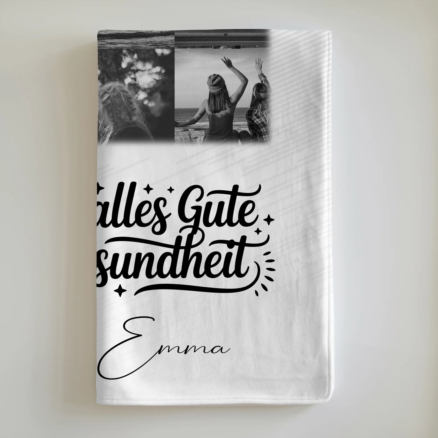 Personalisierte Kuscheldecke Mit Namen und 11 Fotos Tante Alles Liebe und Gesundheit Schwarz-Weiß 6