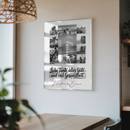 Personalisierte Foto Mit Acrylglas 11 Fotos Tante Alles Liebe und Gesundheit Schwarz-Weiß
