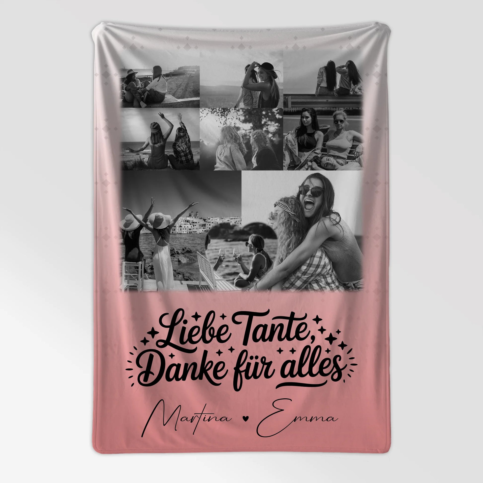 Personalisierte Kuscheldecke Mit Namen Und Motiv 8 Fotos und 1 Herz Foto Liebe Tante Danke für alles Schwarz-Weiß 7