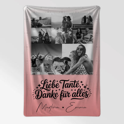 Personalisierte Kuscheldecke Mit Namen Und Motiv 8 Fotos und 1 Herz Foto Liebe Tante Danke für alles Schwarz-Weiß 7