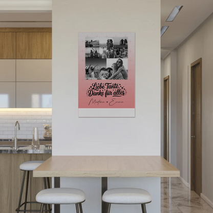 Personalisierter Magnetposter Fotoboard mit 8 Fotos und 1 Herz Foto Liebe Tante Danke für alles Schwarz-Weiß