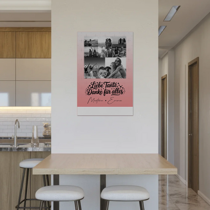 Personalisierter Magnetposter Fotoboard mit 8 Fotos und 1 Herz Foto Liebe Tante Danke für alles Schwarz-Weiß