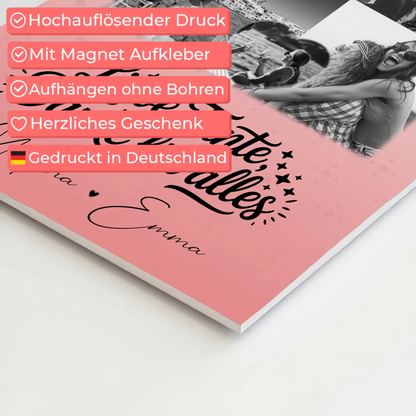 Personalisierter Magnetposter Fotoboard mit 8 Fotos und 1 Herz Foto Liebe Tante Danke für alles Schwarz-Weiß 10