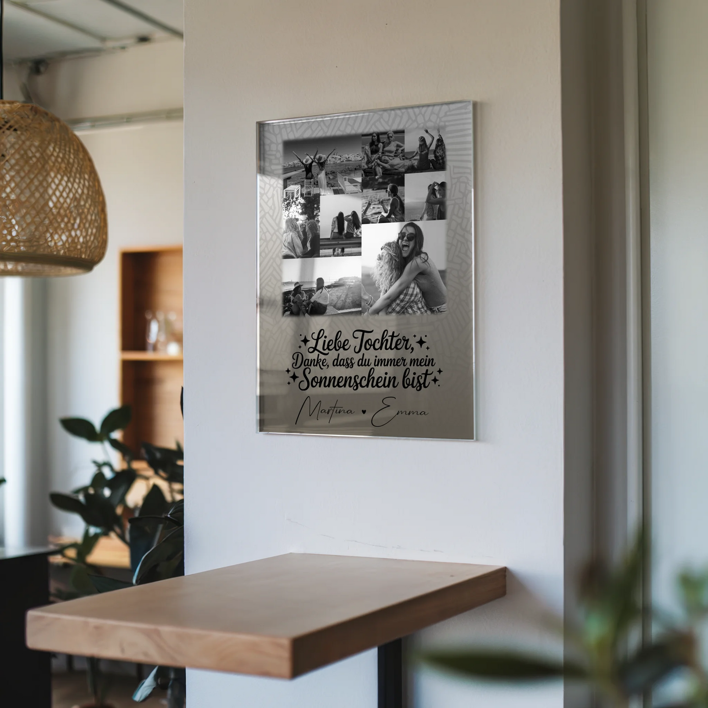 Personalisierte Geschenke mit 9 Fotos auf Acrylglas Schwarz-Weiß Danke Mein Sonnenschein