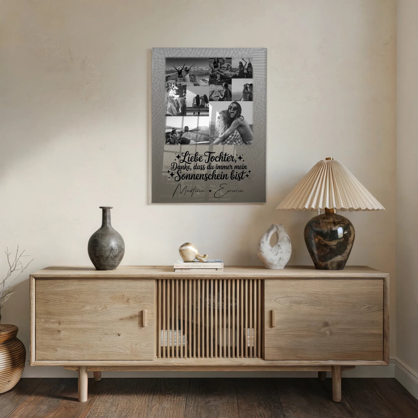 Personalisierte Geschenke mit 9 Fotos auf Acrylglas Schwarz-Weiß Danke Mein Sonnenschein