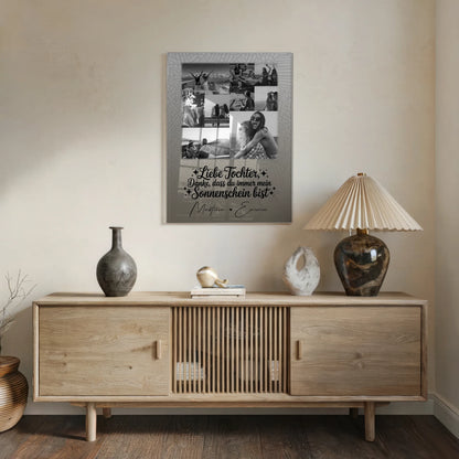 Personalisierte Geschenke mit 9 Fotos auf Acrylglas Schwarz-Weiß Danke Mein Sonnenschein