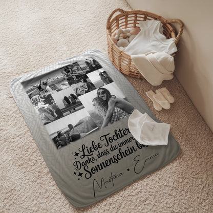 Personalisierte Kuscheldecke Mit Namen 9 Fotos Danke Mein Sonnenschein Schwarz-Weiß 2