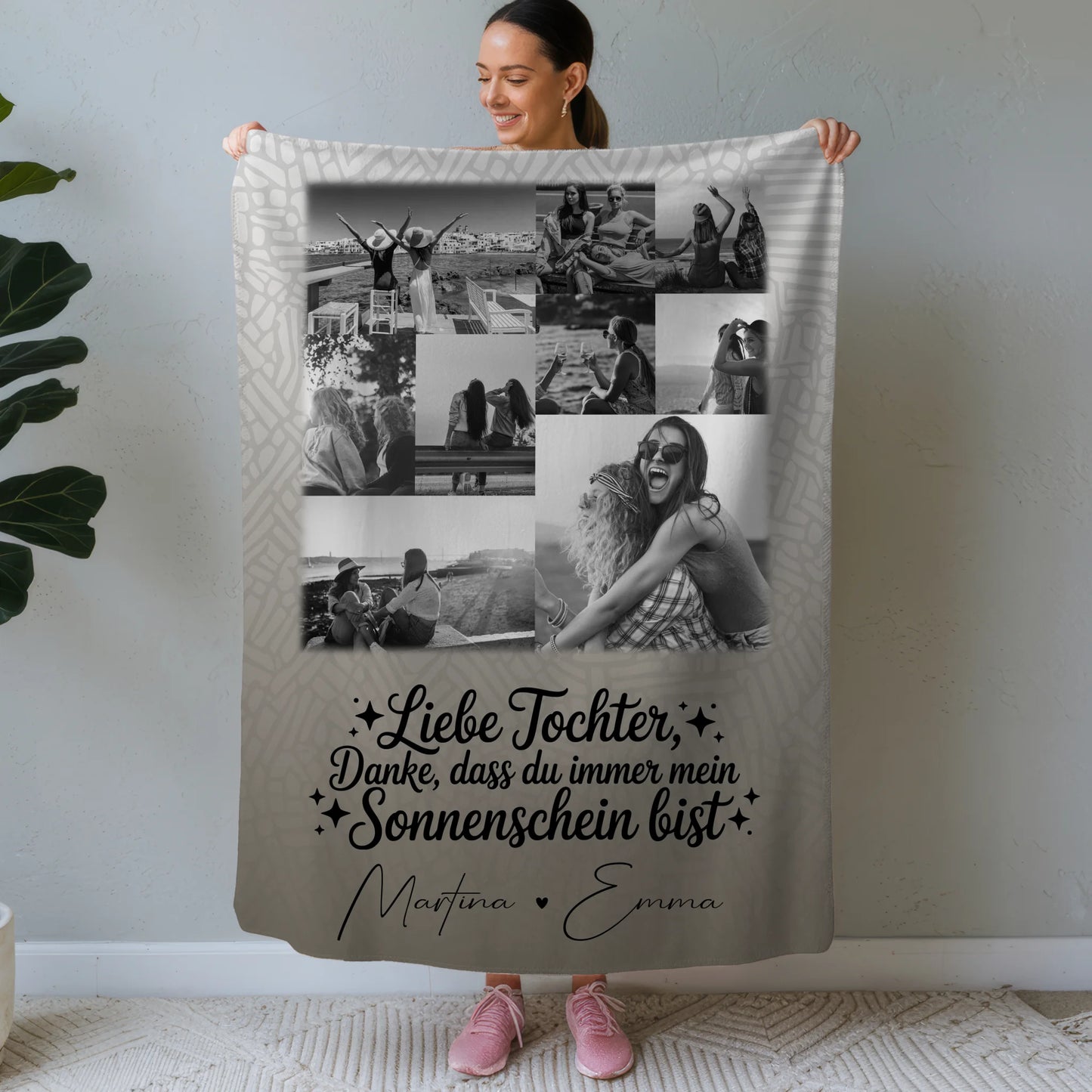 Personalisierte Kuscheldecke Mit Namen 9 Fotos Danke Mein Sonnenschein Schwarz-Weiß 1
