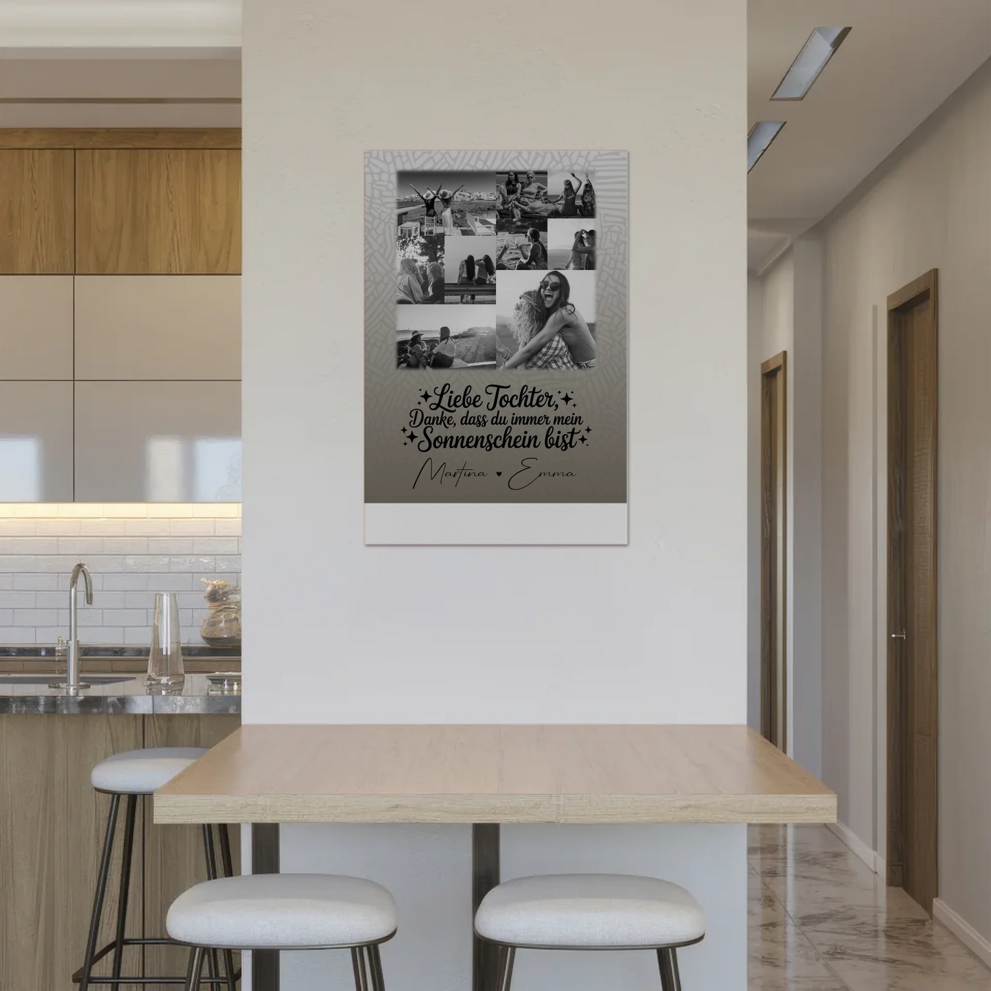 Personalisierbares Fotoboard Magnet Wandbild mit 9 Fotos Danke mein Sonnenschein Schwarz-Weiß 2