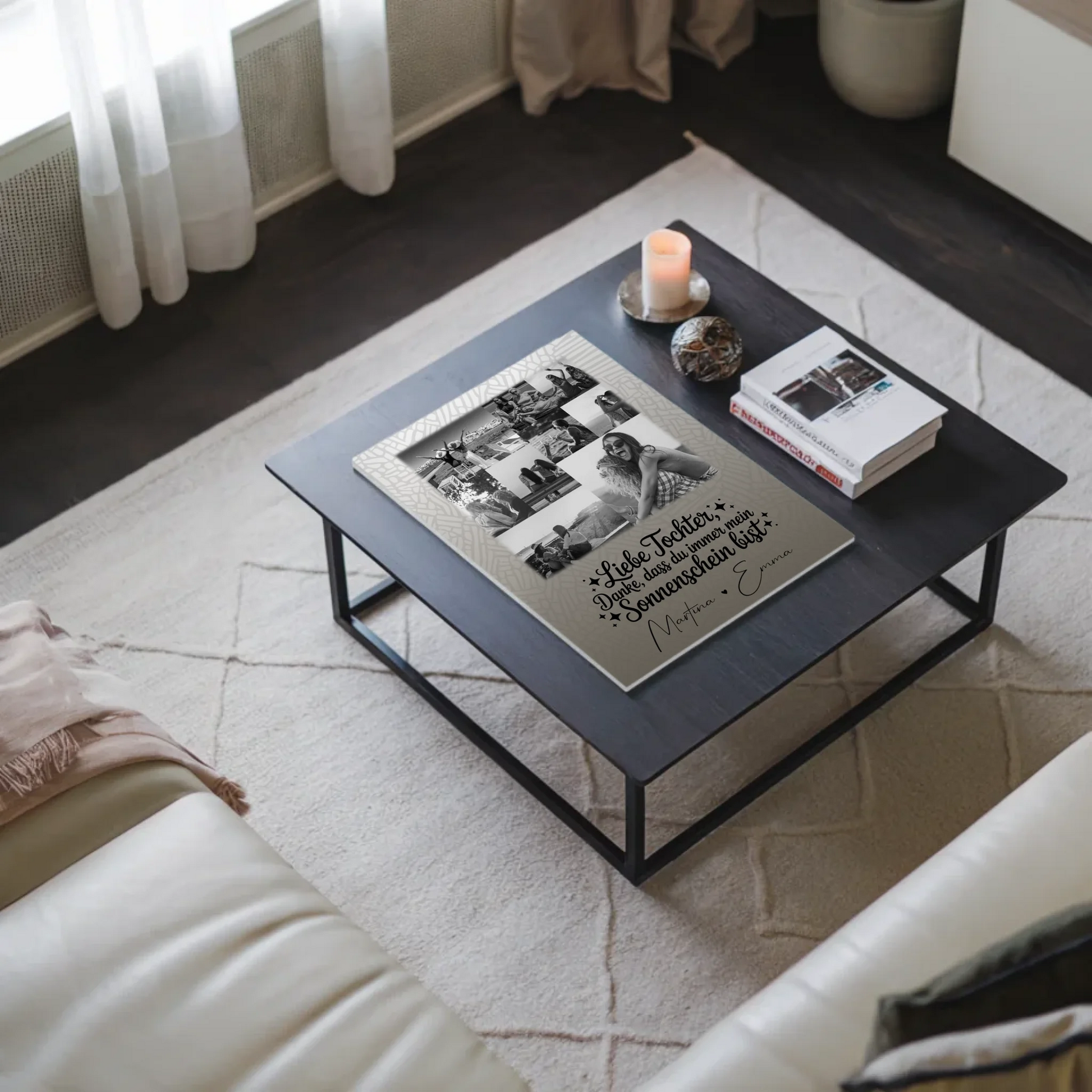 Personalisierbares Fotoboard Magnet Wandbild mit 9 Fotos Danke mein Sonnenschein Schwarz-Weiß 9