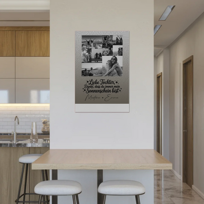 Personalisierbares Fotoboard Magnet Wandbild mit 9 Fotos Danke mein Sonnenschein Schwarz-Weiß