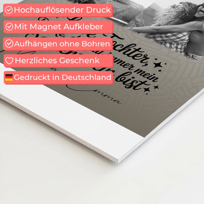 Personalisierbares Fotoboard Magnet Wandbild mit 9 Fotos Danke mein Sonnenschein Schwarz-Weiß