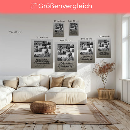 Leinwand Personalisiert mit 9 Fotos Danke Mein Sonnenschein Schwarz-Weiß Geschenk 6