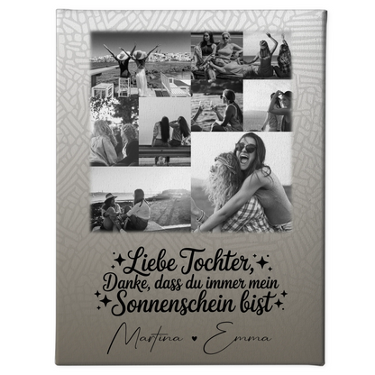 Leinwand Personalisiert mit 9 Fotos Danke Mein Sonnenschein Schwarz-Weiß Geschenk 1