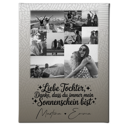 Leinwand Personalisiert mit 9 Fotos Danke Mein Sonnenschein Schwarz-Weiß Geschenk 1