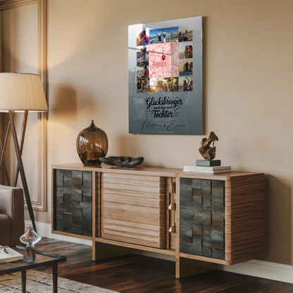 Personalisierte Geschenke mit Foto Mit Acrylglas 10 Fotos und Karte in der Mitte Glücksbringer Bruder