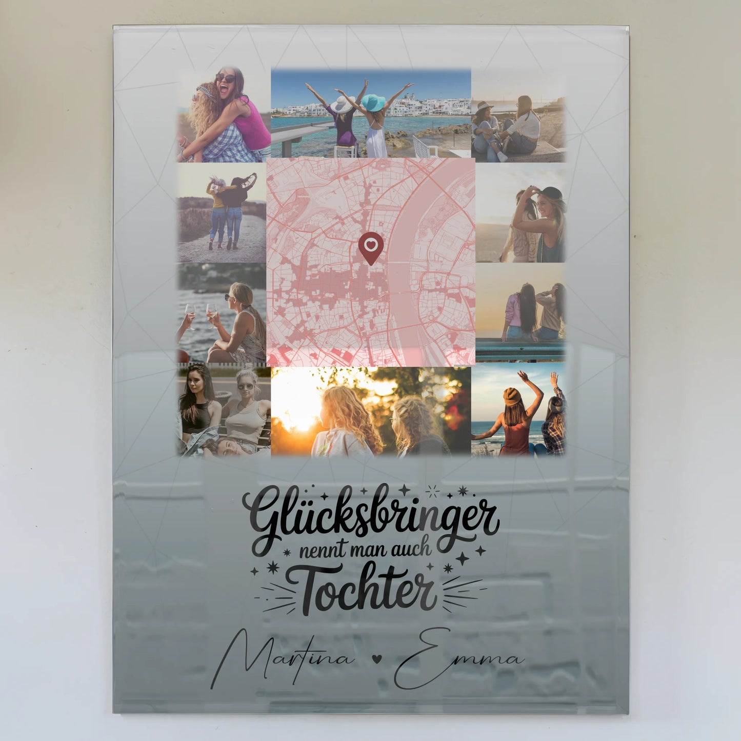 Personalisierte Geschenke mit Foto Mit Acrylglas 10 Fotos und Karte in der Mitte Glücksbringer Bruder