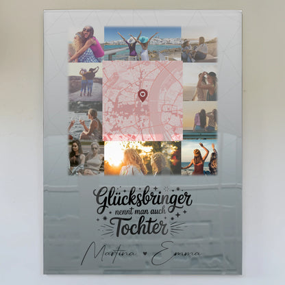 Personalisierte Geschenke mit Foto Mit Acrylglas 10 Fotos und Karte in der Mitte Glücksbringer Bruder