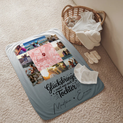 Personalisierte Decke Mit Namen 10 Fotos und Karte in der Mitte Glücksbringer nennt man auch Bruder 2