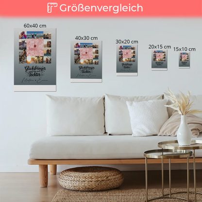 Personalisierter Fotoboard Magnet Poster mit 10 Fotos und Karte in der Mitte Glücksbringer Bruder 6
