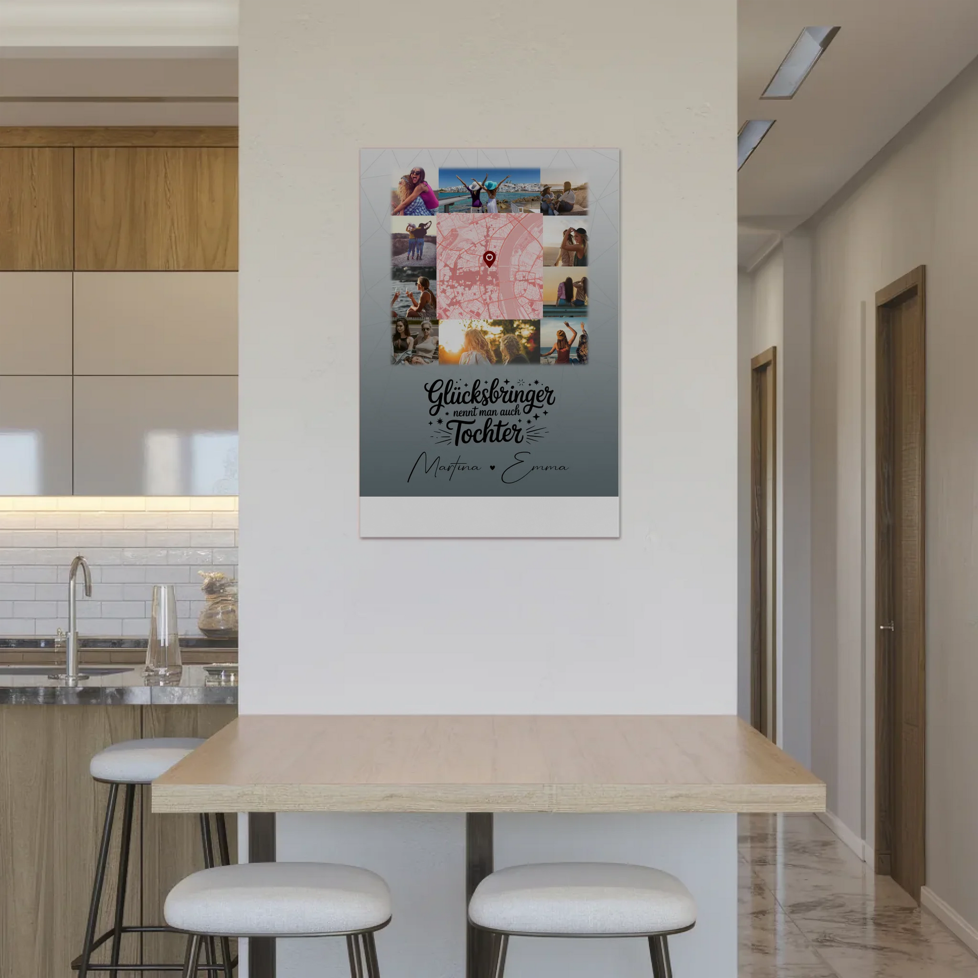 Personalisierter Fotoboard Magnet Poster mit 10 Fotos und Karte in der Mitte Glücksbringer Bruder 2