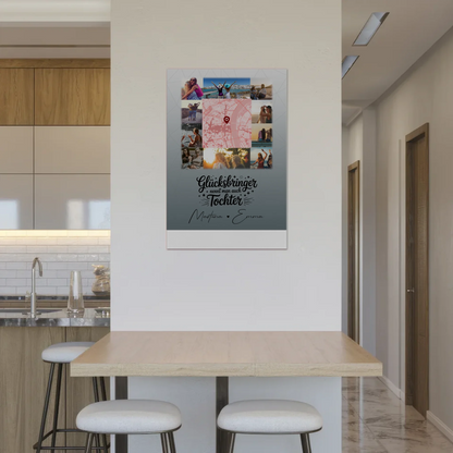 Personalisierter Fotoboard Magnet Poster mit 10 Fotos und Karte in der Mitte Glücksbringer Bruder 2