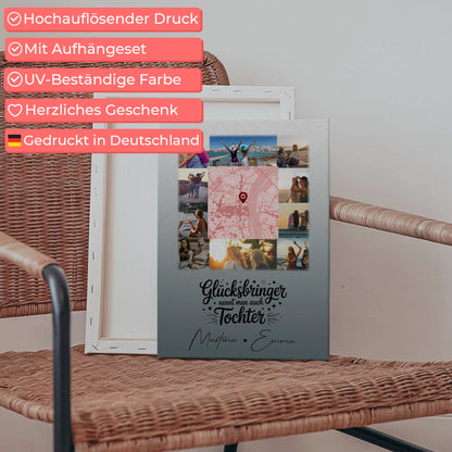 Leinwand Collagen Erstellen mit 10 Fotos und Karte in der Mitte Glücksbringer Bruder personalisiertes Geschenk 5