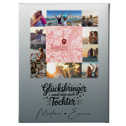 Leinwand Collagen Erstellen mit 10 Fotos und Karte in der Mitte Glücksbringer Bruder personalisiertes Geschenk 1
