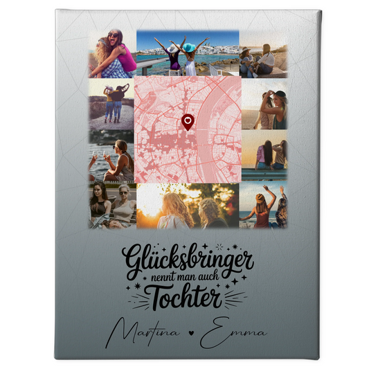 Leinwand Collagen Erstellen mit 10 Fotos und Karte in der Mitte Glücksbringer Bruder personalisiertes Geschenk 1