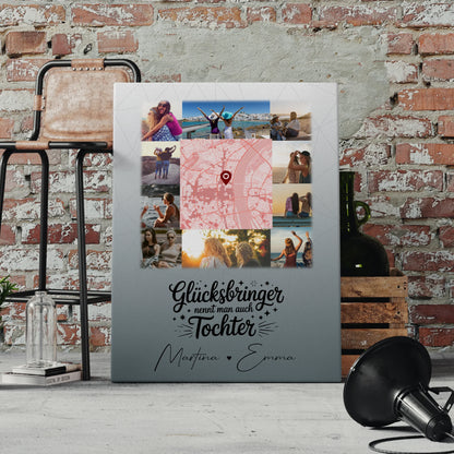 Leinwand Collagen Erstellen mit 10 Fotos und Karte in der Mitte Glücksbringer Bruder personalisiertes Geschenk 4