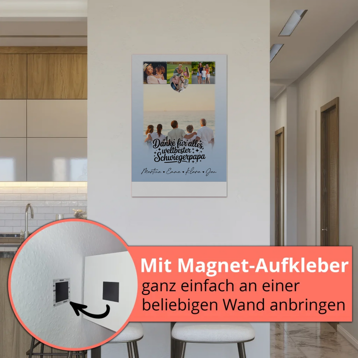 Fotoboard Magnet Poster mit 4 Fotos und kleinem Herz für die beste Nichte Danke für alles 5