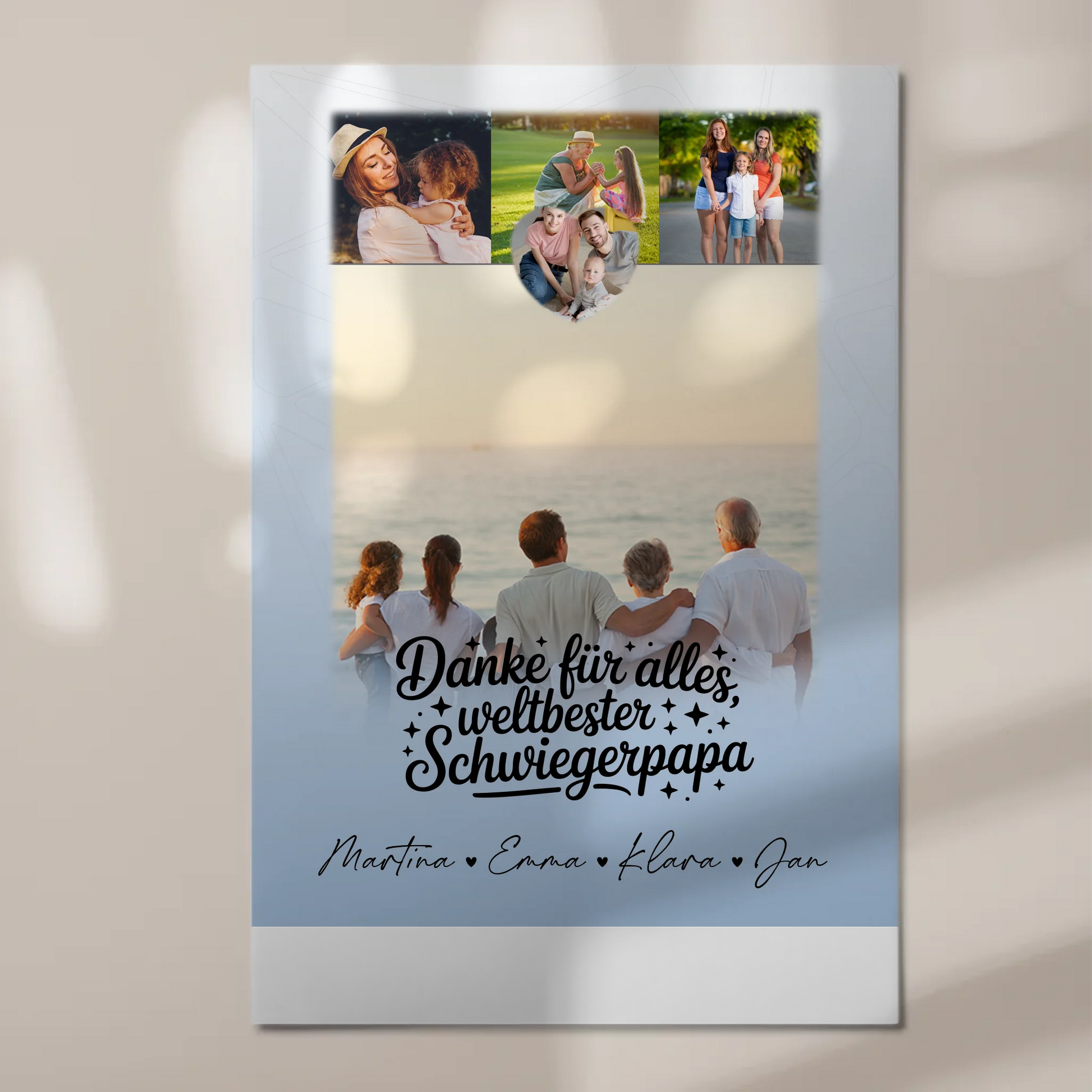 Fotoboard Magnet Poster mit 4 Fotos und kleinem Herz für die beste Nichte Danke für alles 1