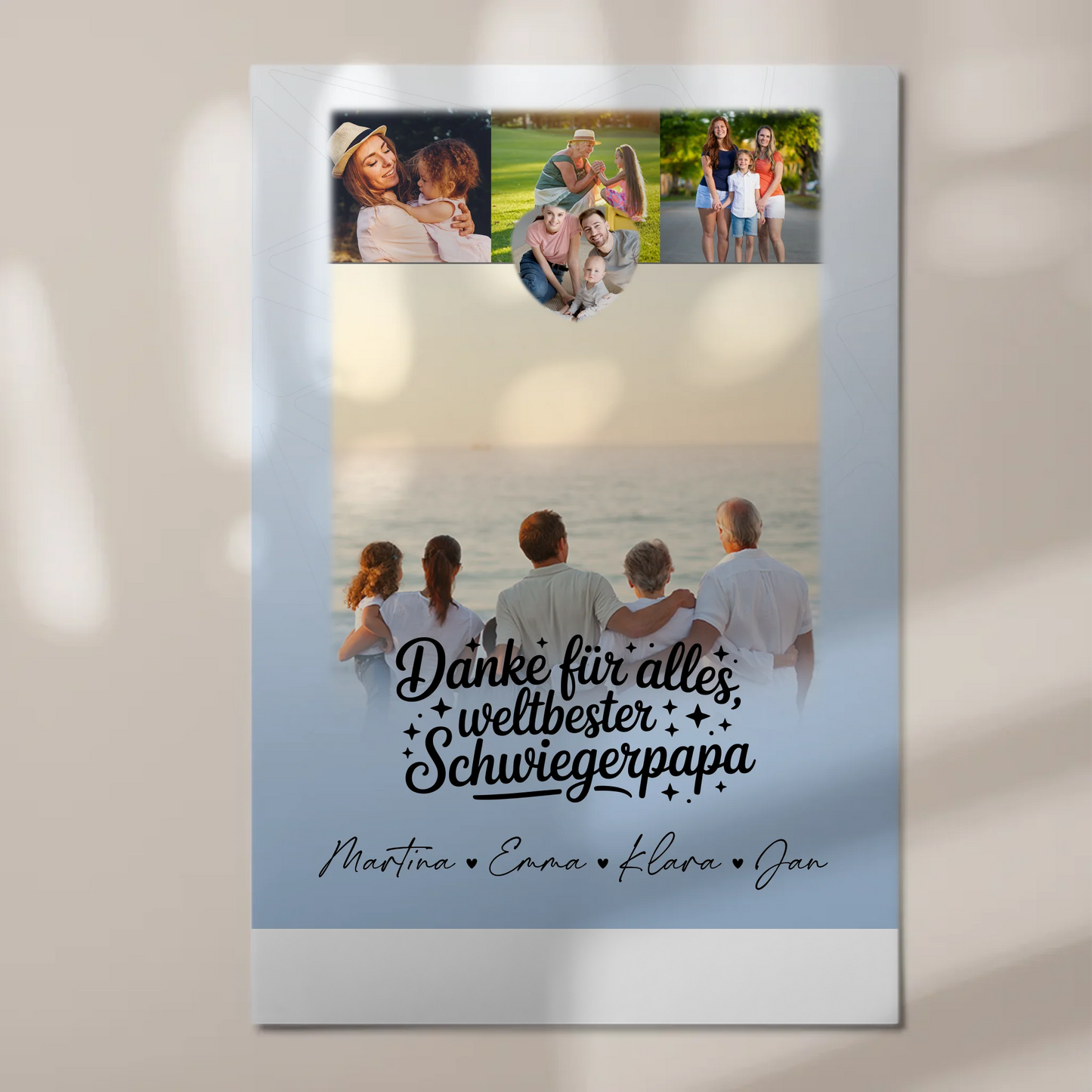 Fotoboard Magnet Poster mit 4 Fotos und kleinem Herz für die beste Nichte Danke für alles