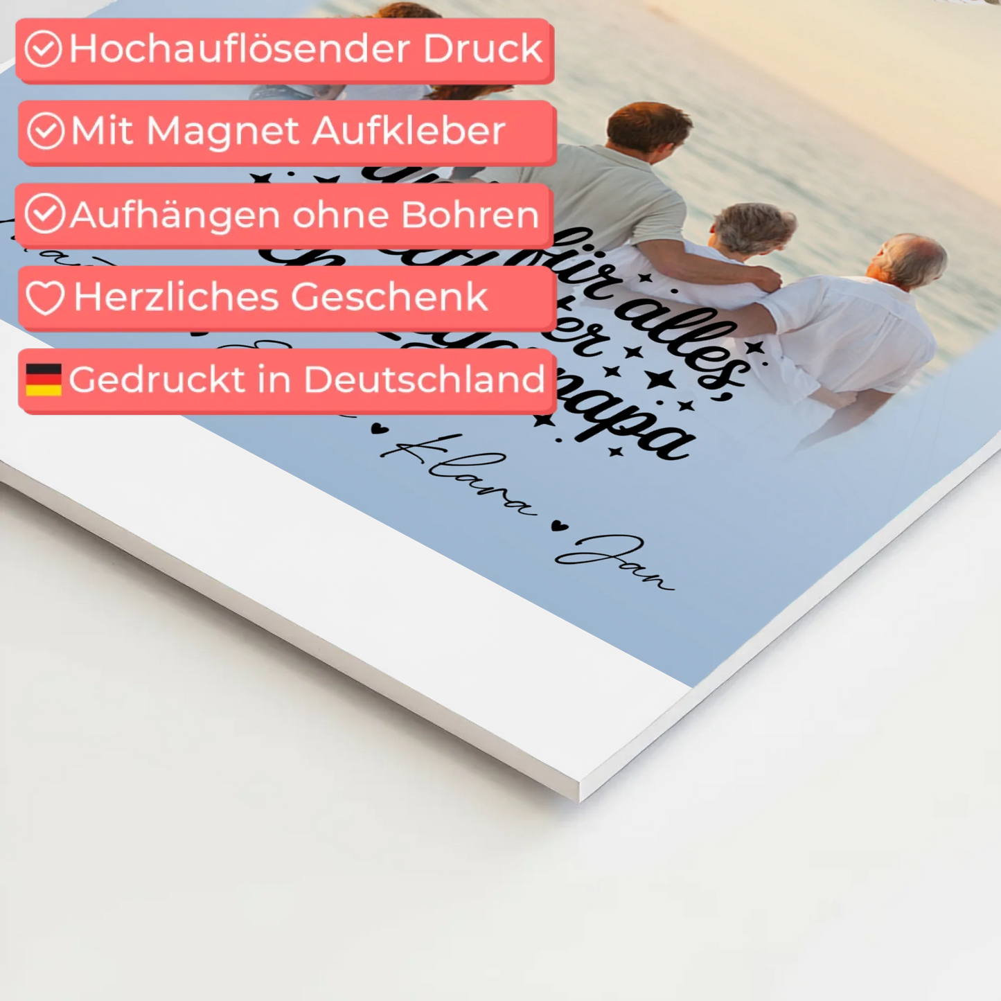 Fotoboard Magnet Poster mit 4 Fotos und kleinem Herz für die beste Nichte Danke für alles 4