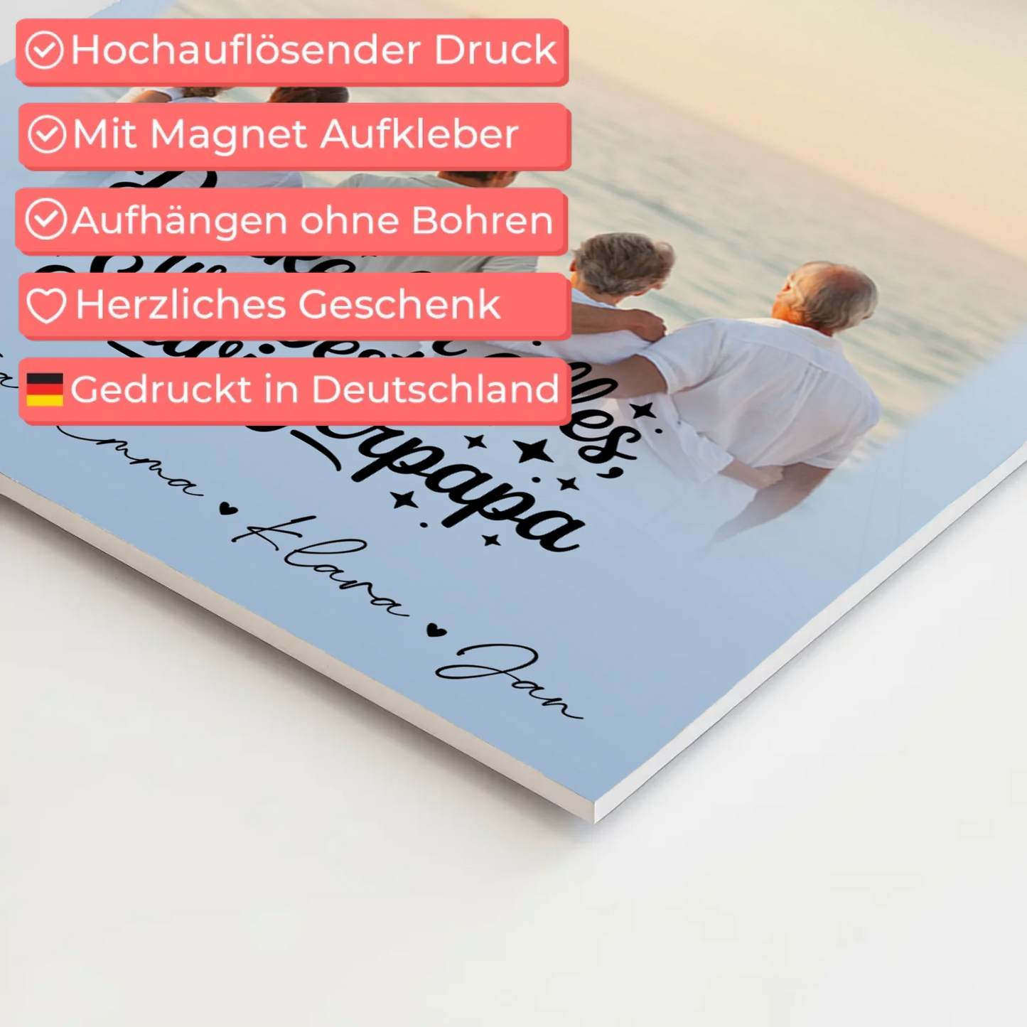 Fotoboard Magnet Poster mit 4 Fotos und kleinem Herz für die beste Nichte Danke für alles