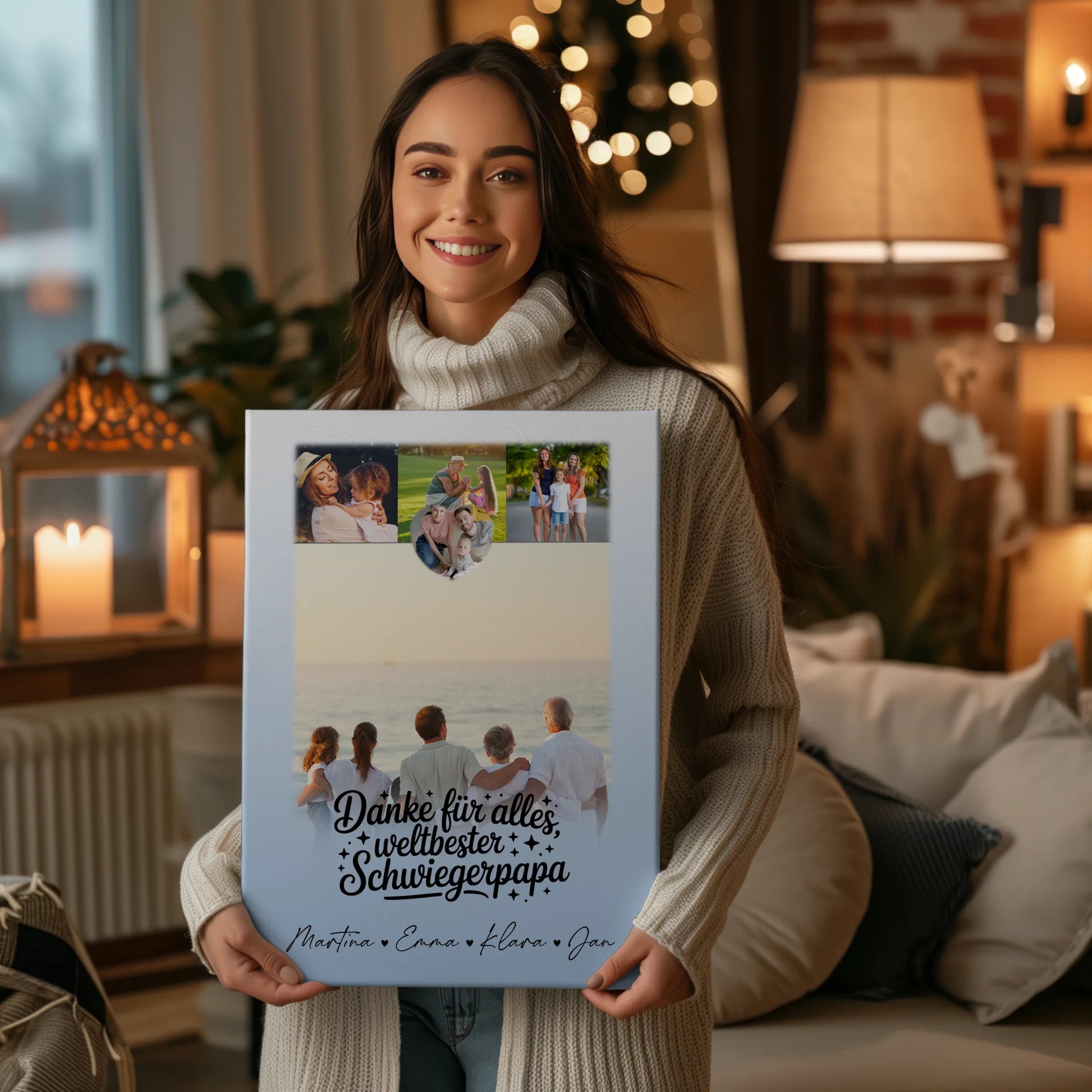 Leinwand Bild mit 4 Fotos und 1 Kleines Herz Foto für Beste Nichte danke für alles 2