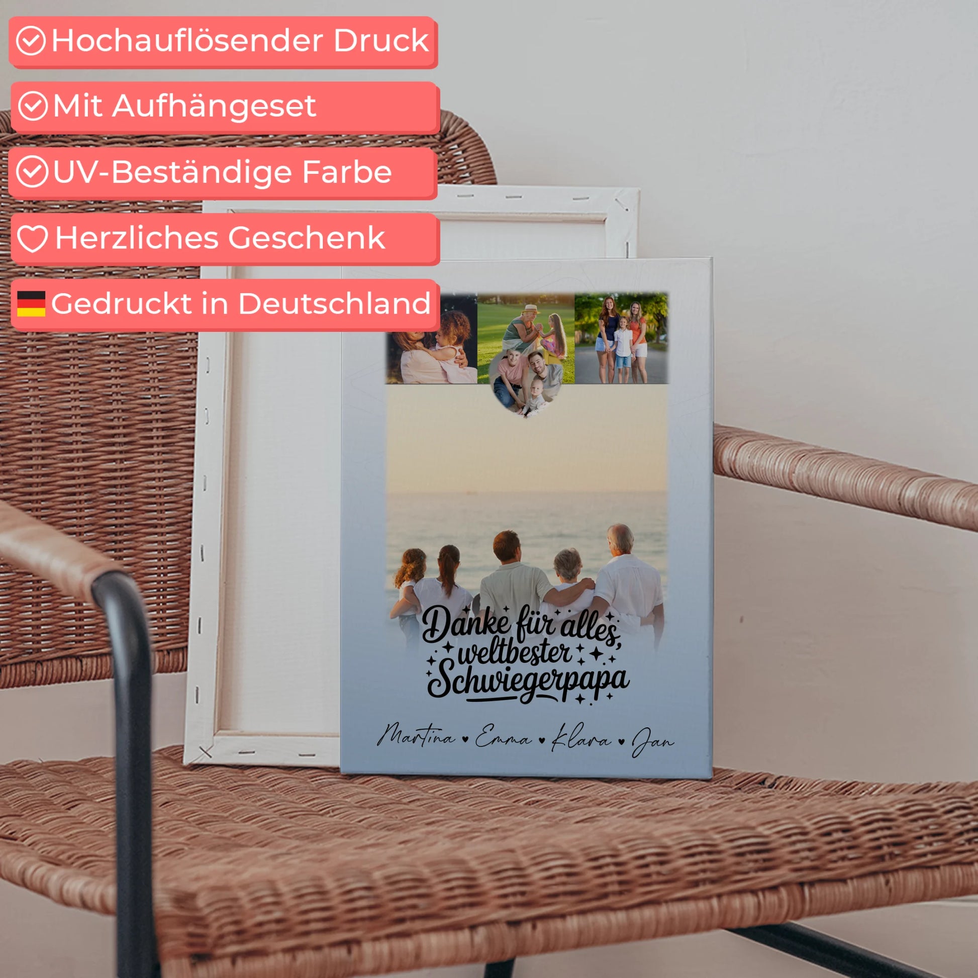 Leinwand Bild mit 4 Fotos und 1 Kleines Herz Foto für Beste Nichte danke für alles 5