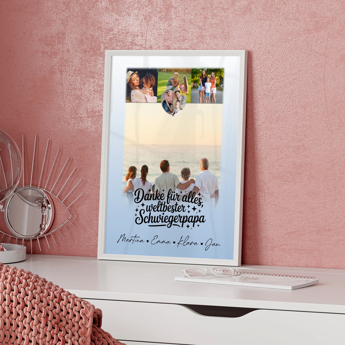 Personalisierbares Poster mit 4 Fotos und kleinem Herz für die beste Nichte Danke für alles