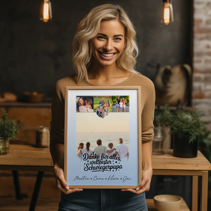 Personalisierbares Poster mit 4 Fotos und kleinem Herz für die beste Nichte Danke für alles