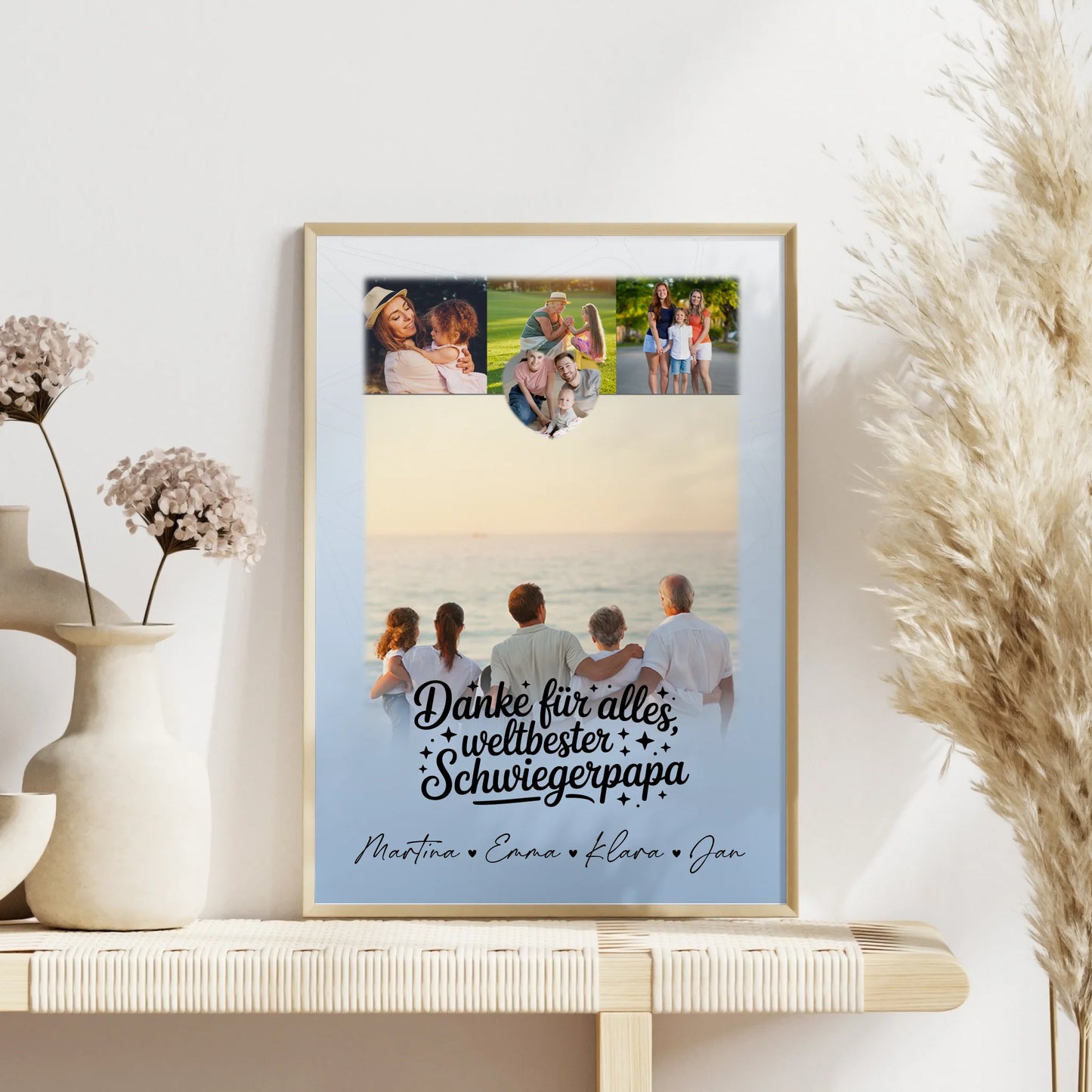 Personalisierbares Poster mit 4 Fotos und kleinem Herz für die beste Nichte Danke für alles