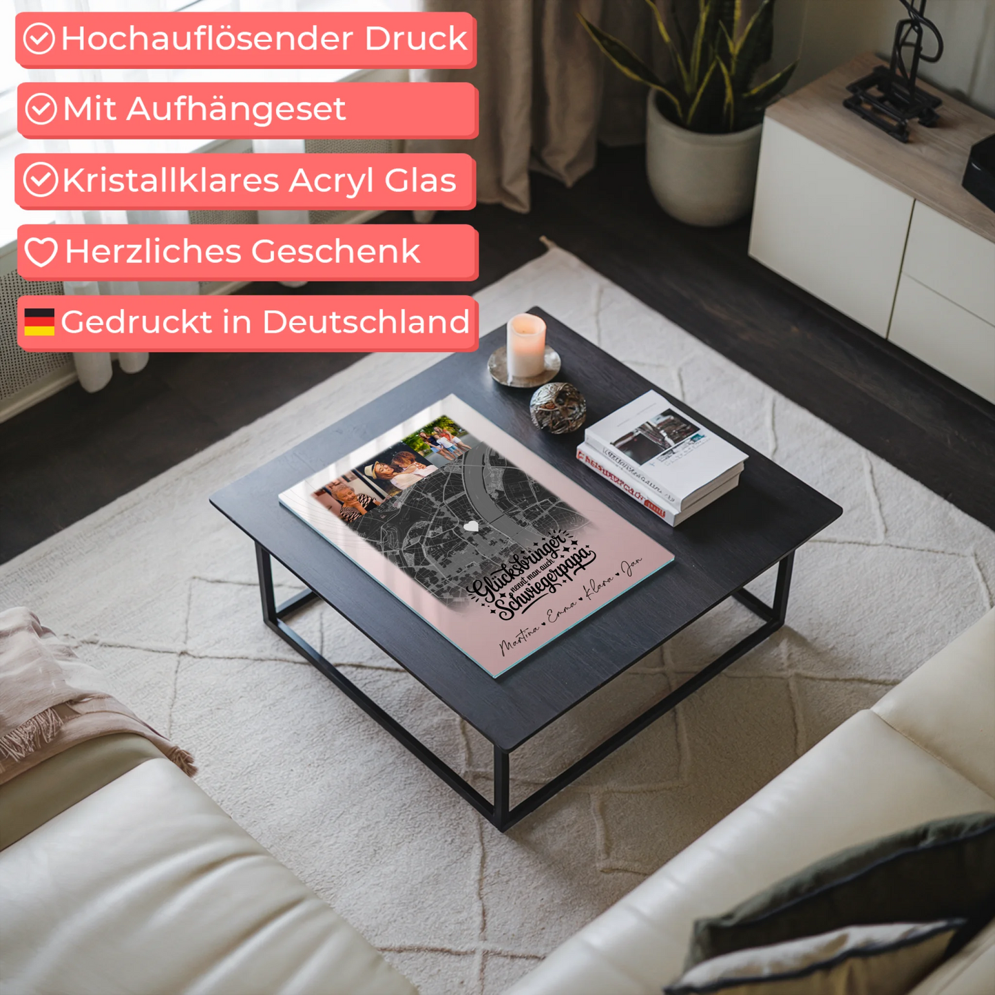 Personalisierte Foto Acrylglas 4 Fotos und Karte Glücksbringer Bruder