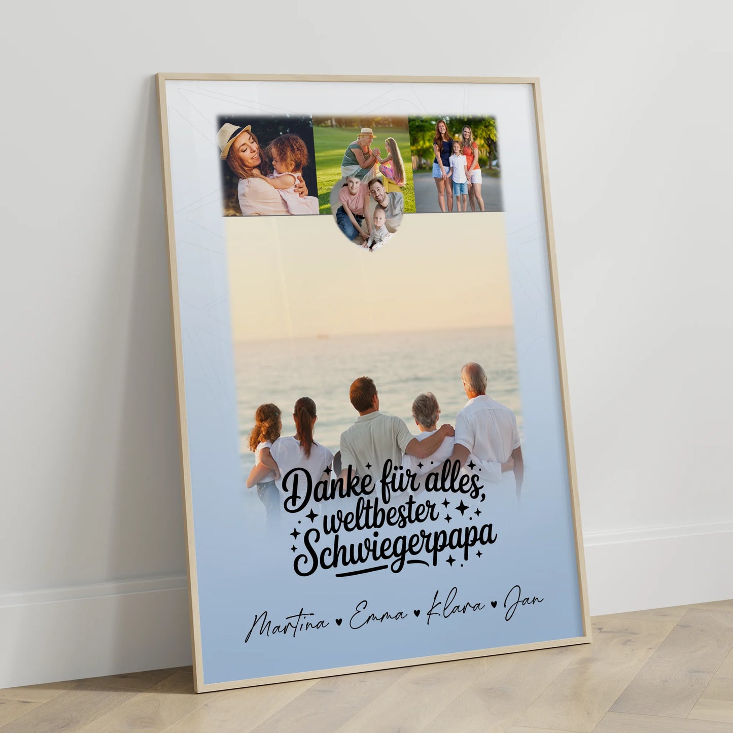 Personalisierbares Poster mit 4 Fotos und kleinem Herz für die beste Nichte Danke für alles