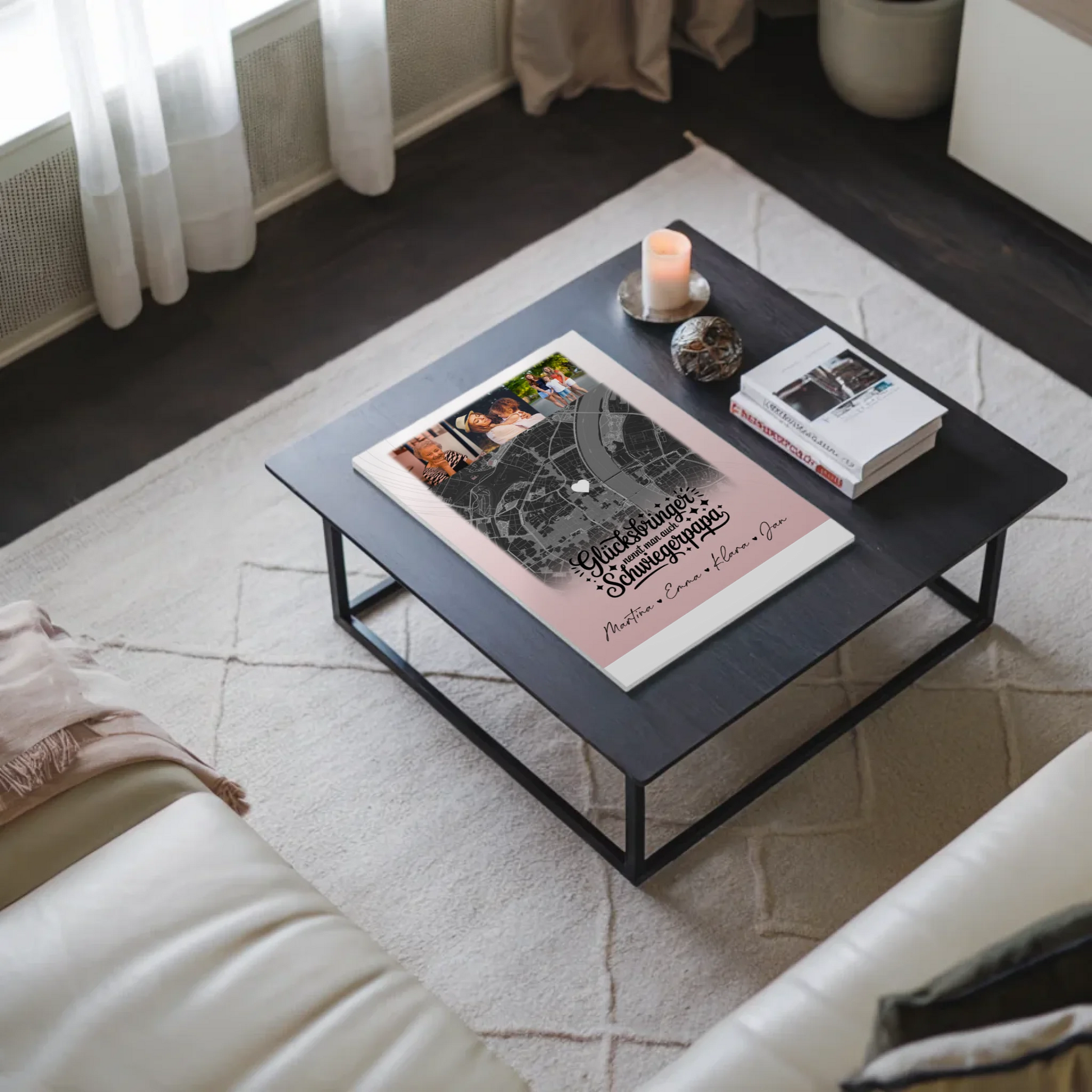 Magnetposter Fotoboard mit 4 Fotos und Karte Glücksbringer Bruder 3