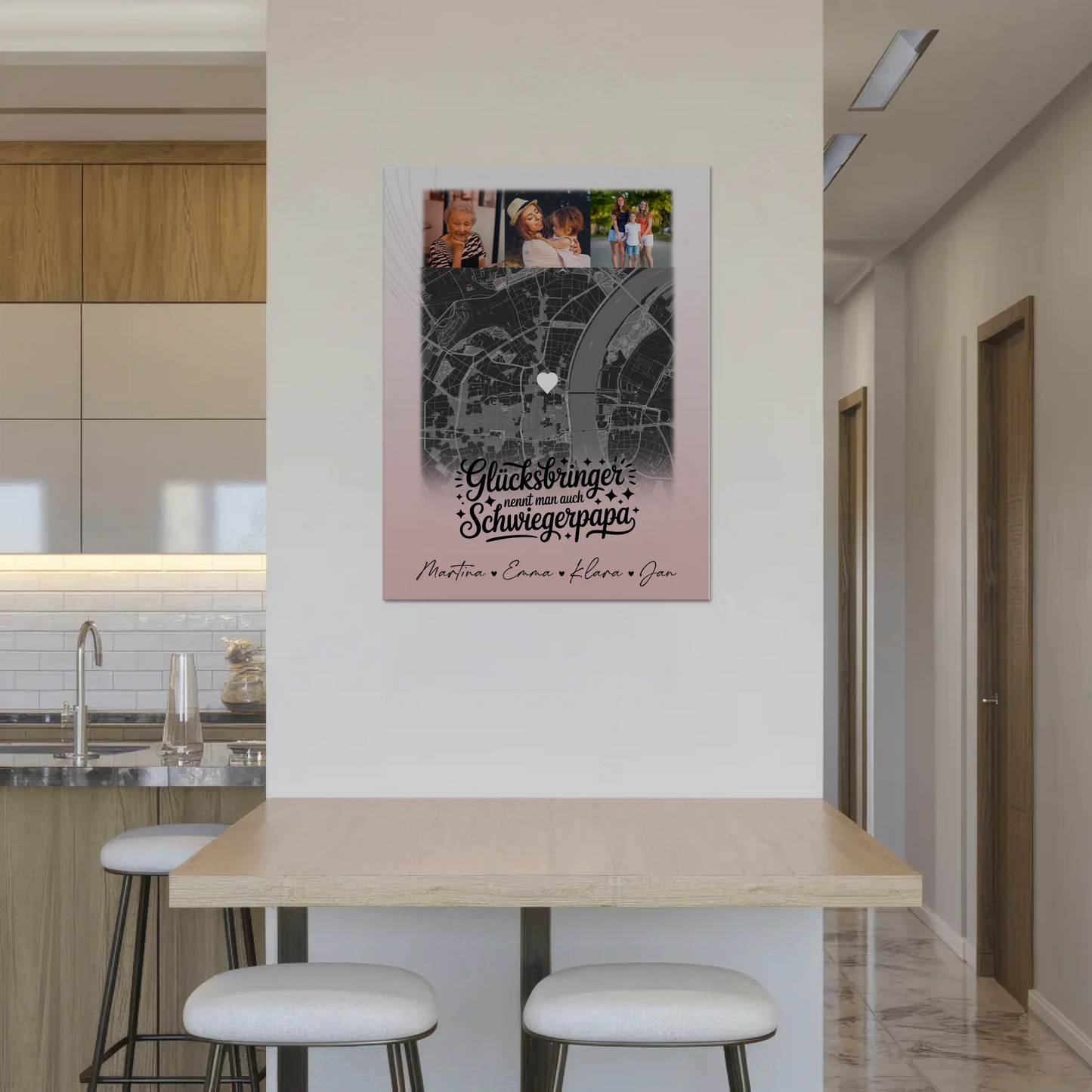 Magnetposter Fotoboard mit 4 Fotos und Karte Glücksbringer Bruder 8