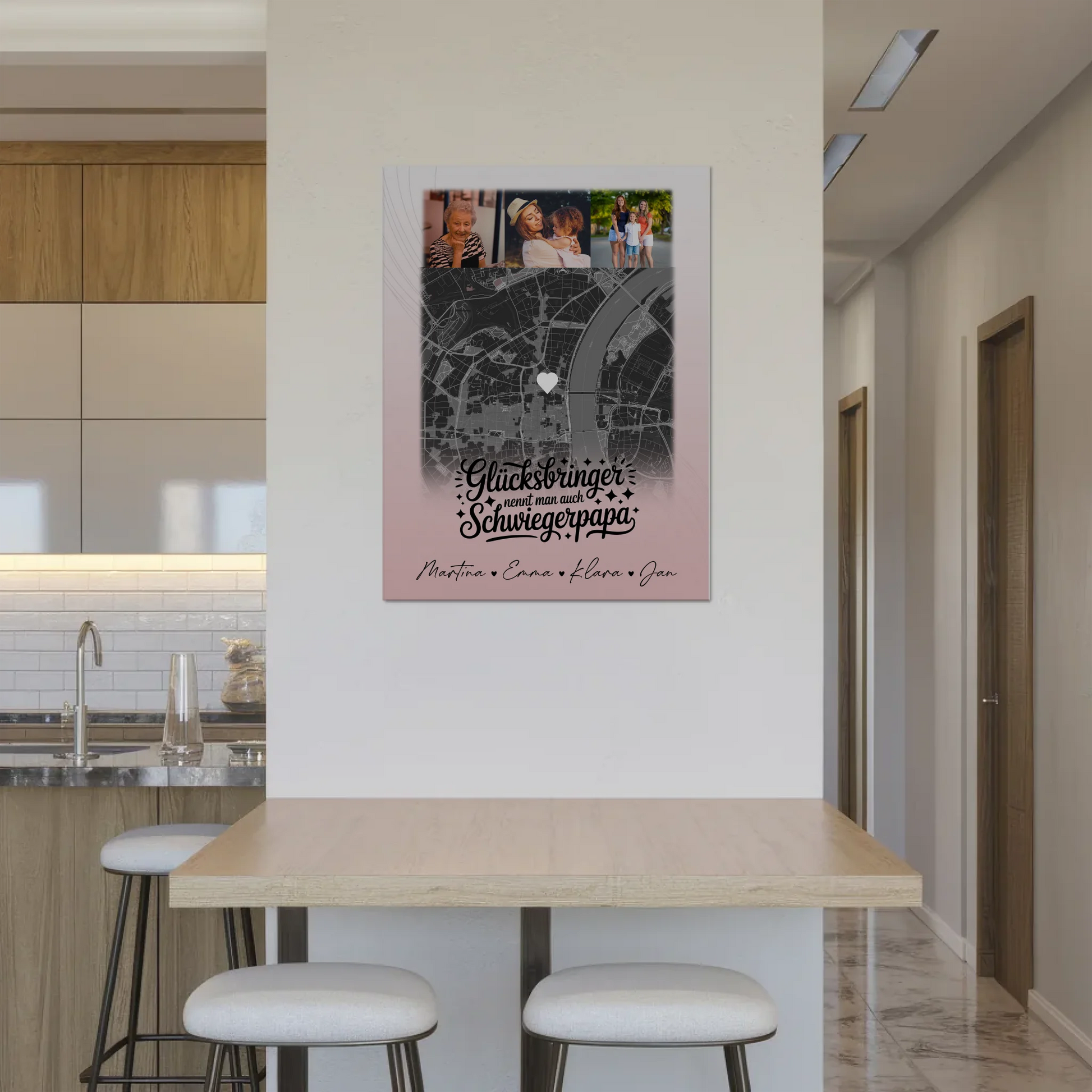 Magnetposter Fotoboard mit 4 Fotos und Karte Glücksbringer Bruder 8