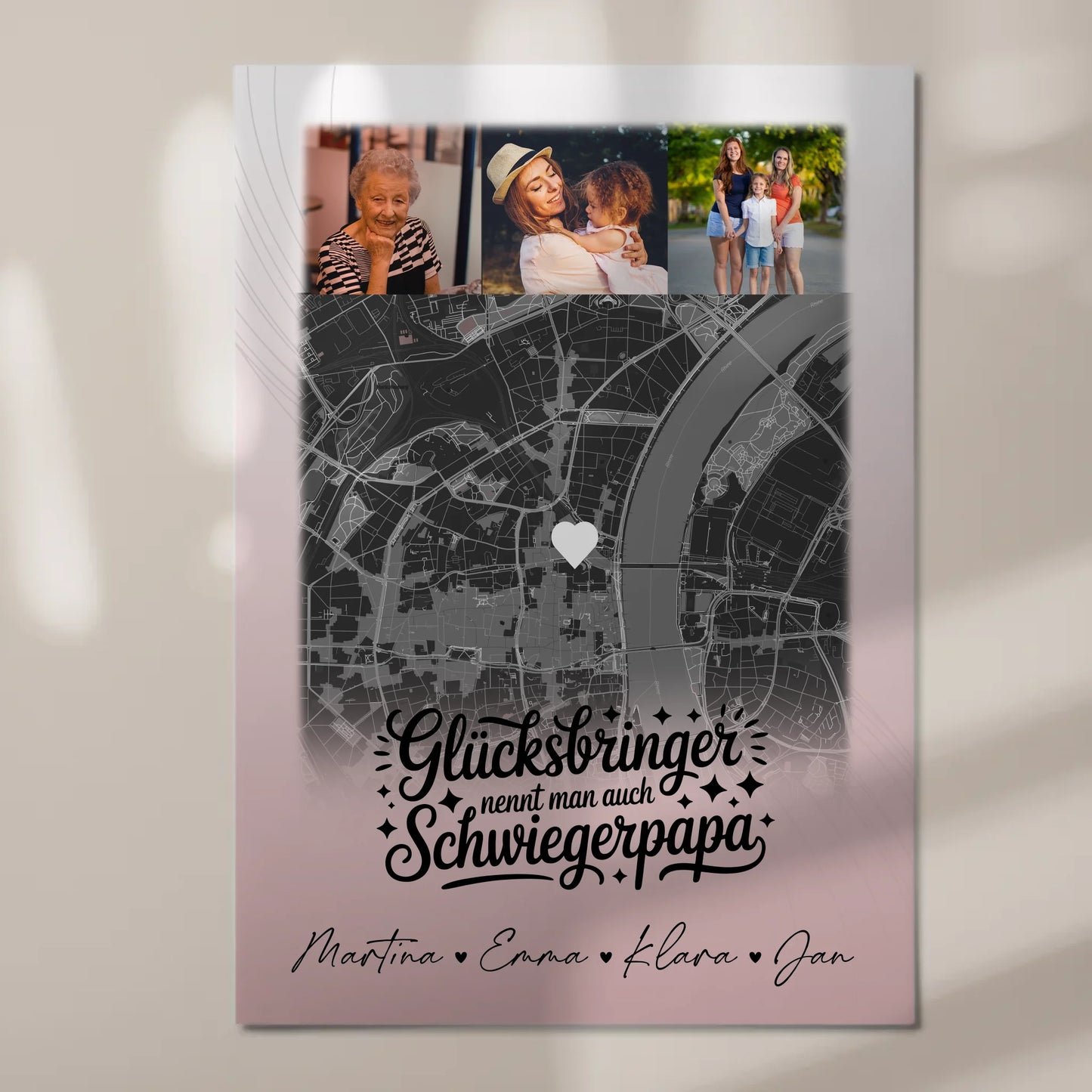 Magnetposter Fotoboard mit 4 Fotos und Karte Glücksbringer Bruder 7