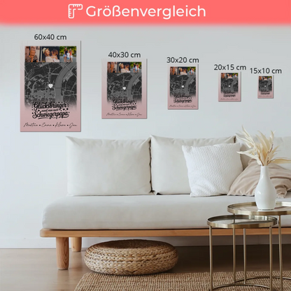 Magnetposter Fotoboard mit 4 Fotos und Karte Glücksbringer Bruder