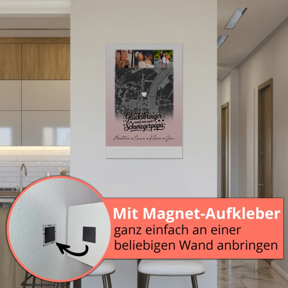 Magnetposter Fotoboard mit 4 Fotos und Karte Glücksbringer Bruder