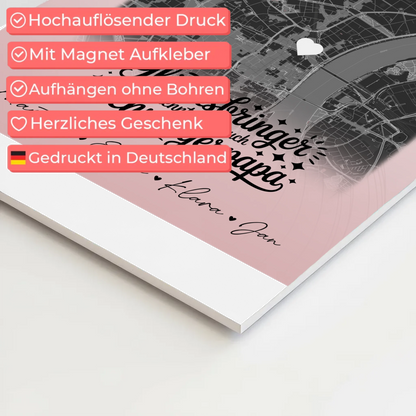 Magnetposter Fotoboard mit 4 Fotos und Karte Glücksbringer Bruder 4